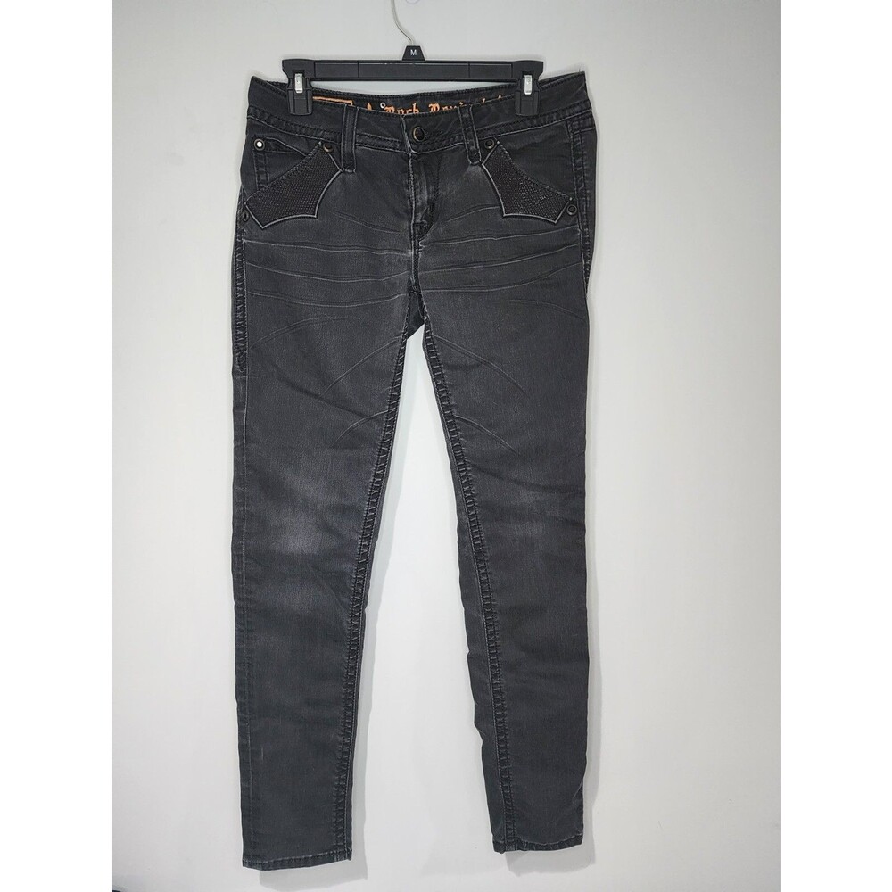 Rock Revival Womens Skinny Skye Jeans Low Rise Rhinestone Detail Black Size 29